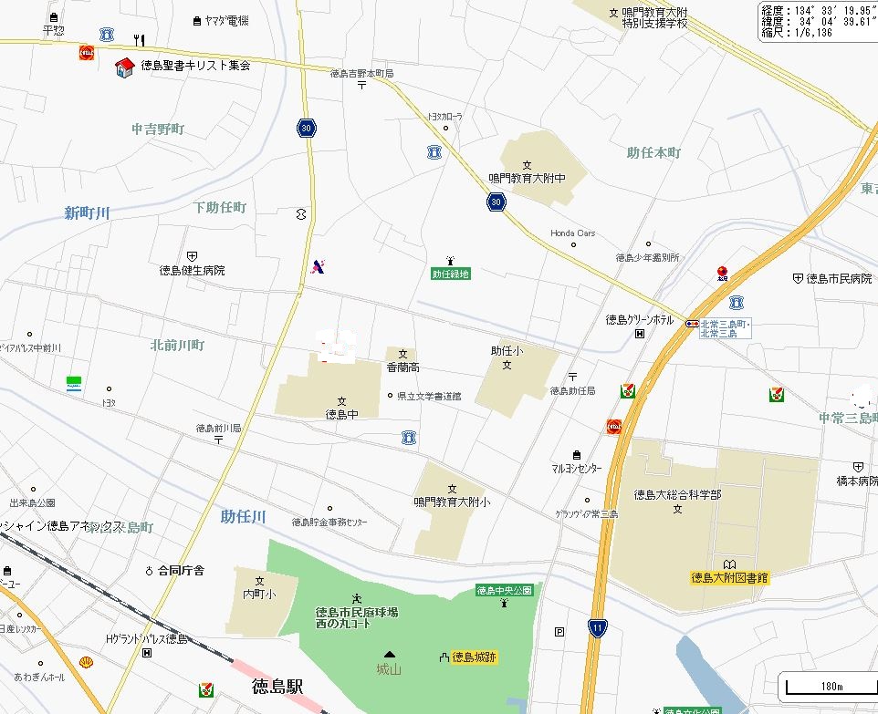 徳島聖書キリスト集会場への地図